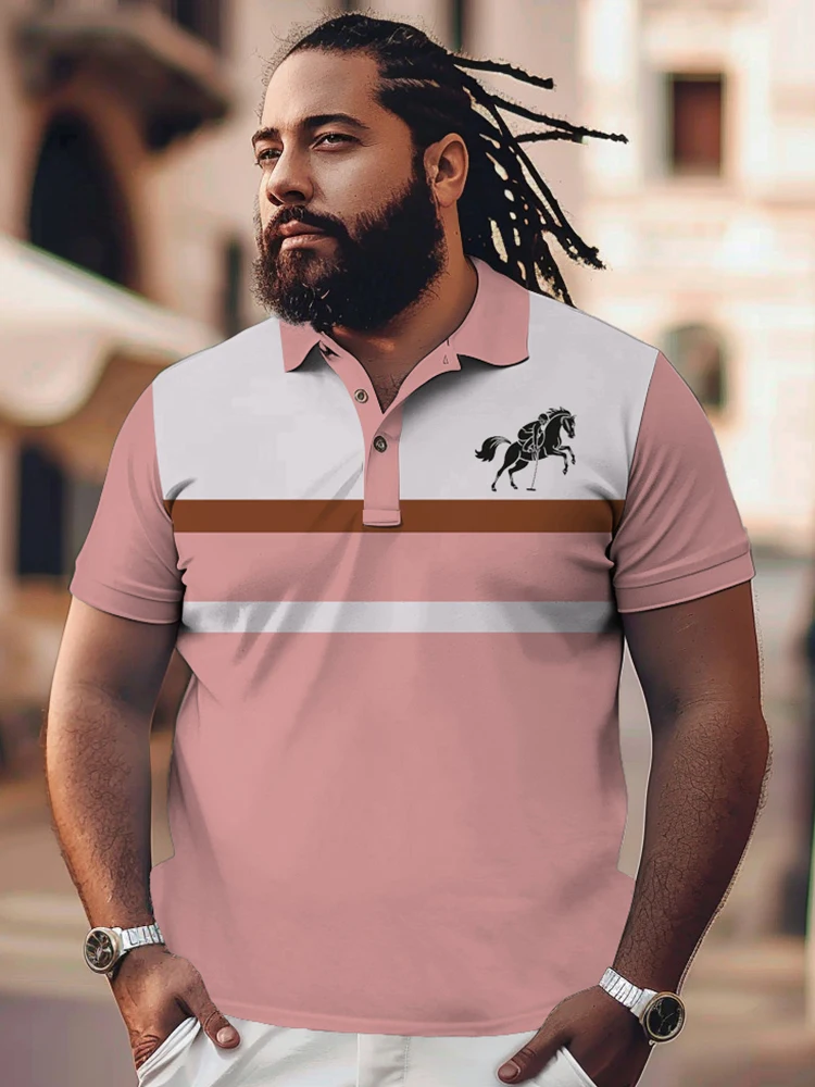 ZOOY (L-9XL) Men's Plus Size Chest 202cm Summer Daily Casual Pattern Colored Short sleeved Polo Shirt Short sleeved T-shirt