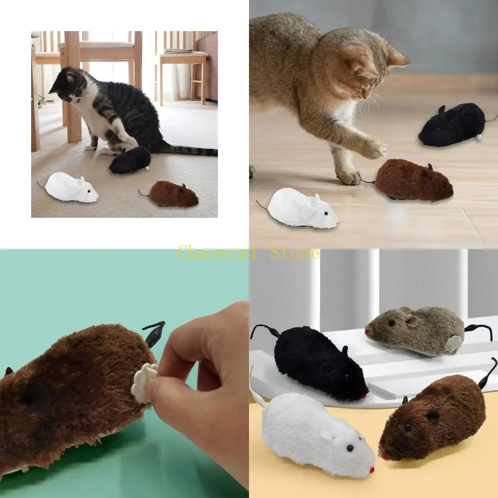 E7CE Windup Mouse Toy Pack 4 giocattolo topi realistici per bambini Toddler promuove il giocattolo educazione fisica