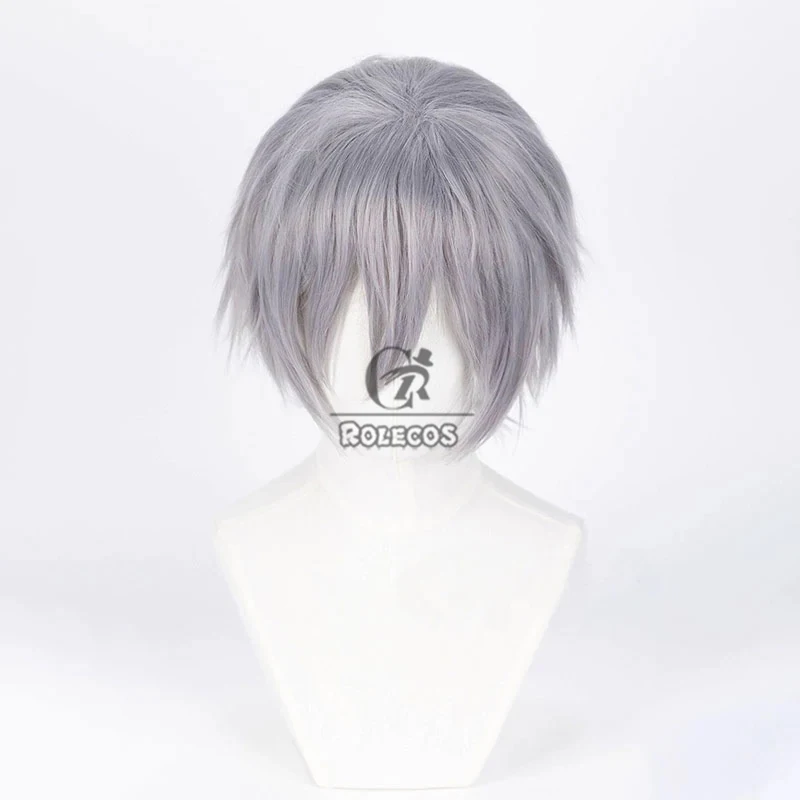ROLECOS Alien Stage Till Cosplay Wigs Till Halloween 30cm Men Short Straight Gray Cos Wig Heat Resistant Synthetic Hair