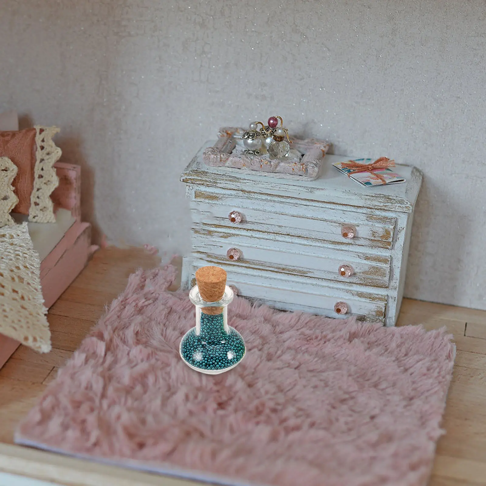 4Pcs Miniature Witch Bottles Mineral Crystal Effect Realistic Decor for Dollhouse Miniature Scene Halloween Kitchen Home