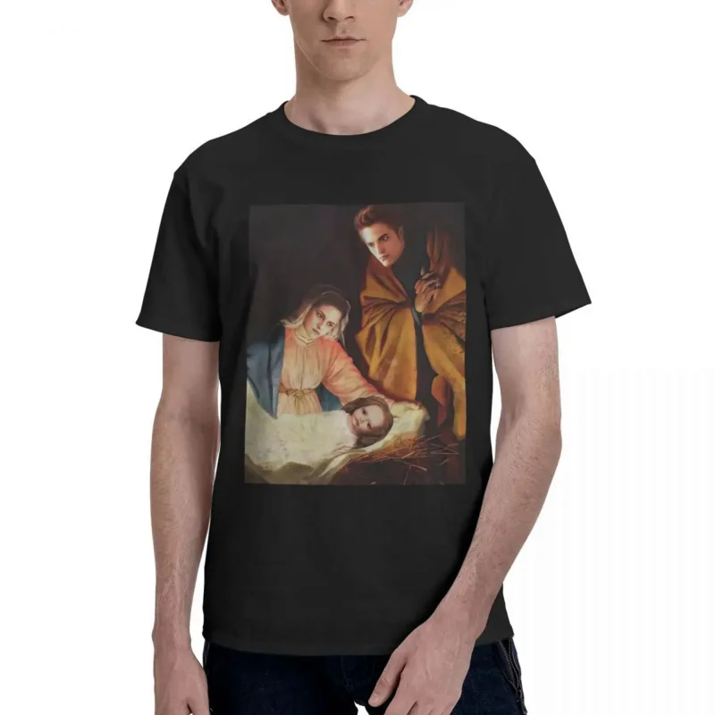 Y2K Twilight Bella And Edward T For Men 100% Cotton Leisure T- O Neck Robert Pattinson Tee Shirt Short Sleeve Clothes