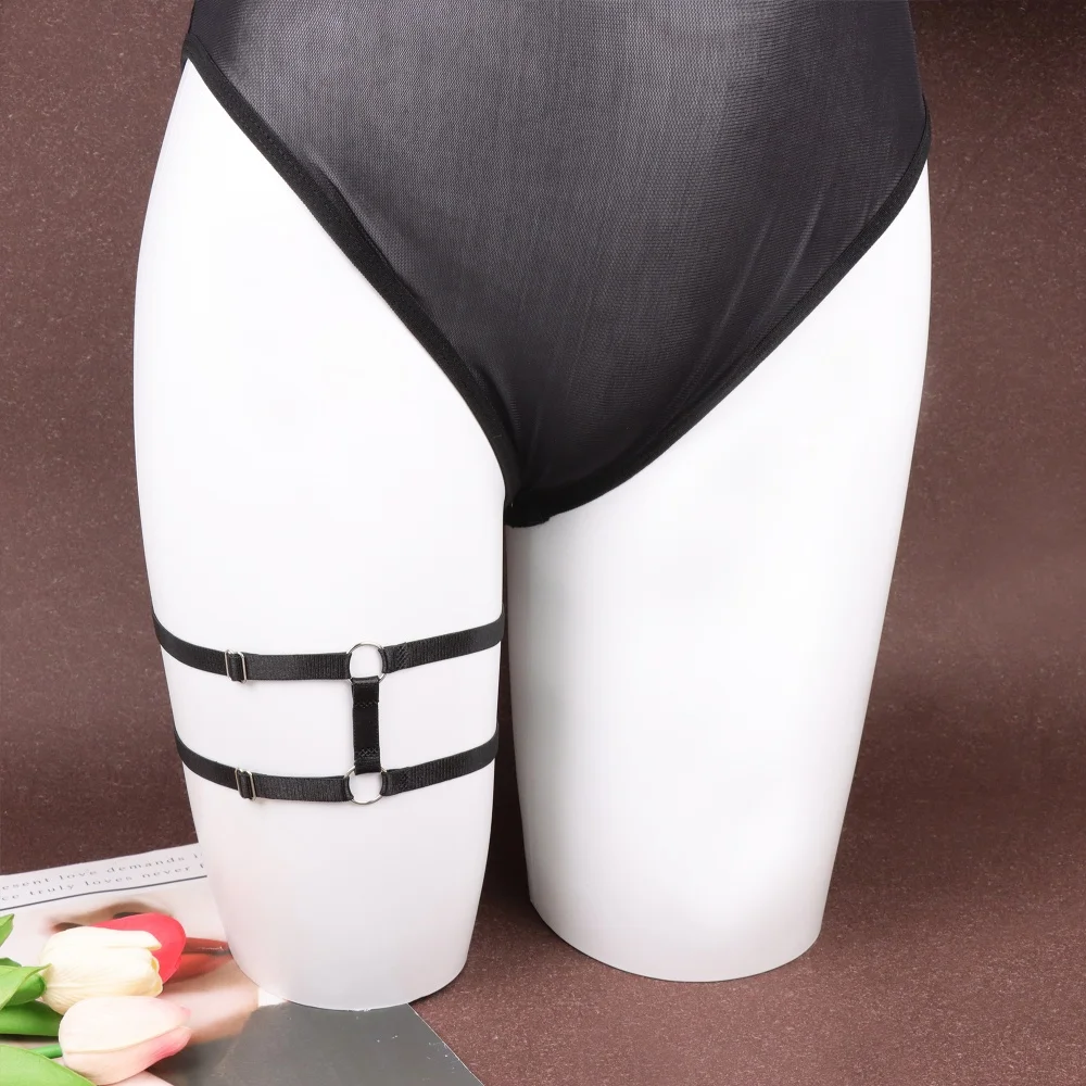 المرأة القوطية الشرير الفخذ الكفة أسود/أحمر/أبيض قابل للتعديل متعدد نمط الفخذ تسخير الزي اليومي الساق التبعي