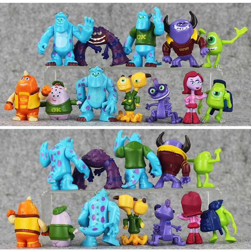 12Pcs/Set Pixar Anime Movie Monsters University Action Figure Toy Sulley Mike Wazowski PVC Model Dolls Children Gifts