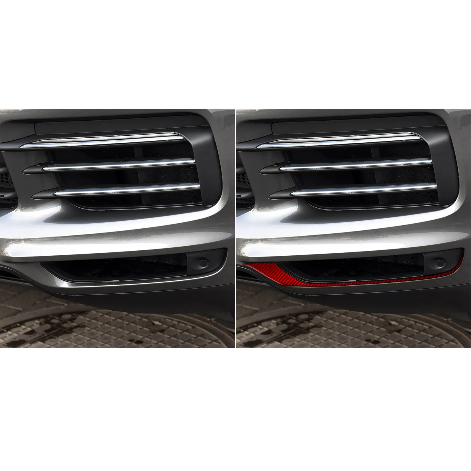 For Porsche Cayenne 9YA 9YB E3 2018-2023 Carbon Fiber Front Bumper Fog Light Trim Strips Car Exterior Decor Accessories Stickers view 6