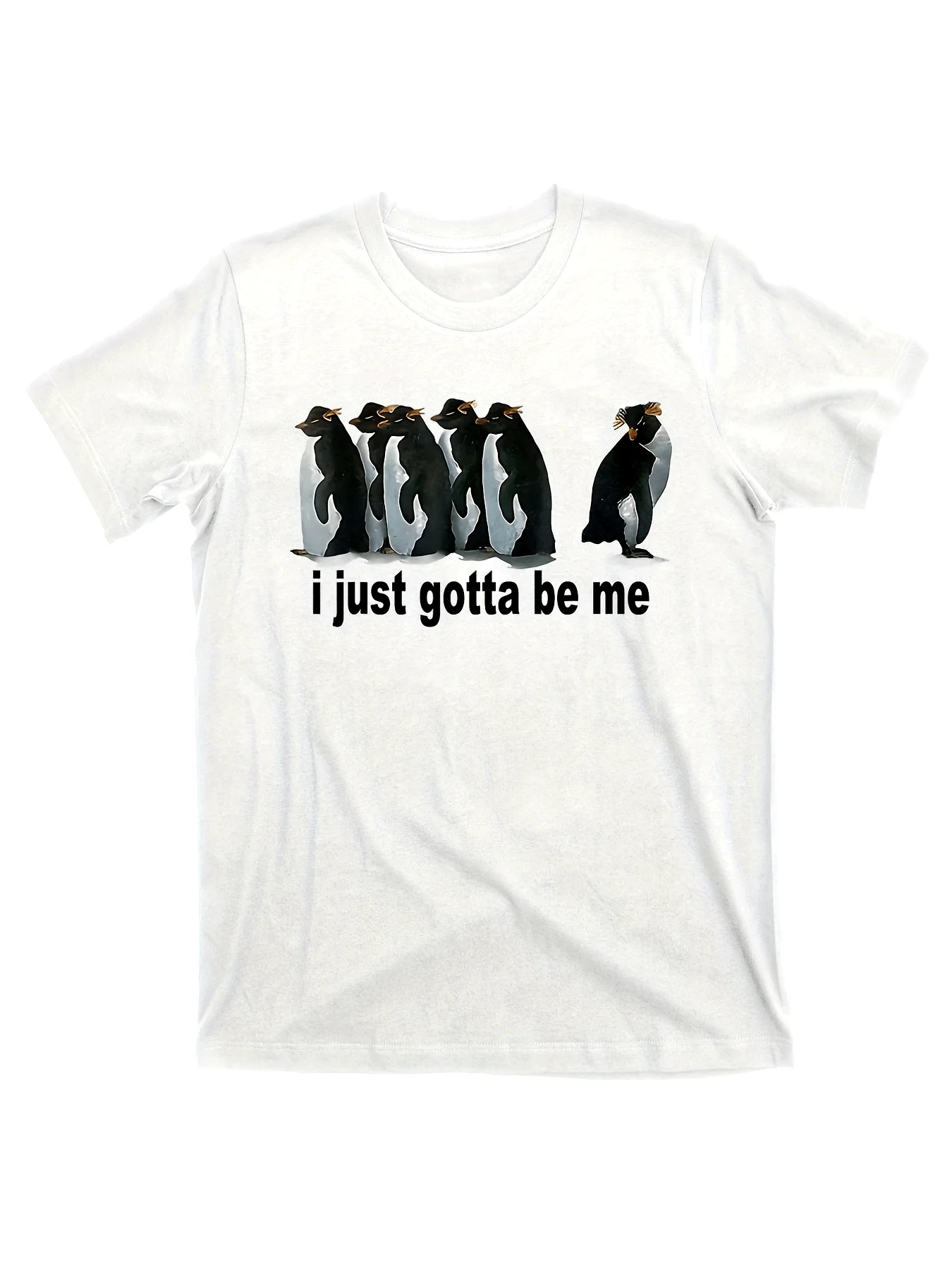 Men's Funny Featuring A Penguin Design with The Phrase I Want To Be Myself Graphic Tee T-shirts Women Unisex Plus Size Loose Fit