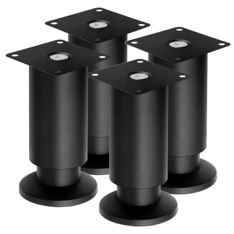 1Pcs Adjustable Black Stainless Steel Furniture Legs 38mm~250mm, For Cabinet Table Sofa
