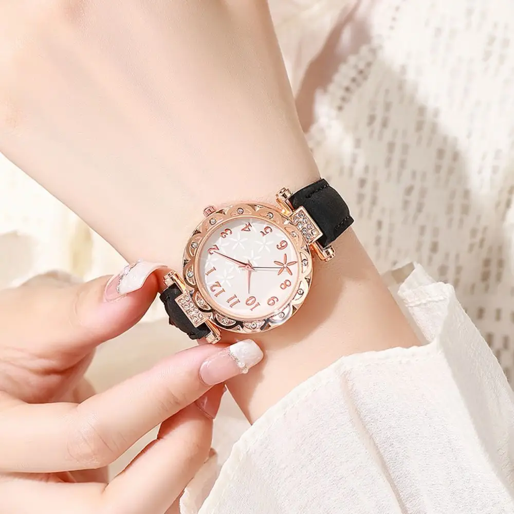 

Женские кварцевые часы со стразами и бриллиантами, циферблат в виде морской звезды, кожаный ремешок, кварцевые наручные часы, набор электронных часов, браслет