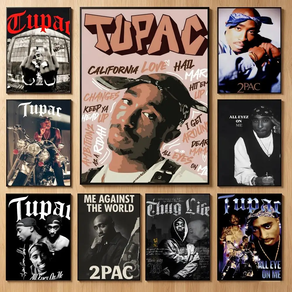 Legendary Singer T-Tupac Shakur Poster Classic Self-Adhesive PP Wall Sticker for Living Room Bar Decor Gift