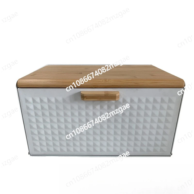 Large baking flip-top kitchen finishing box square bamboo cover bread storage box