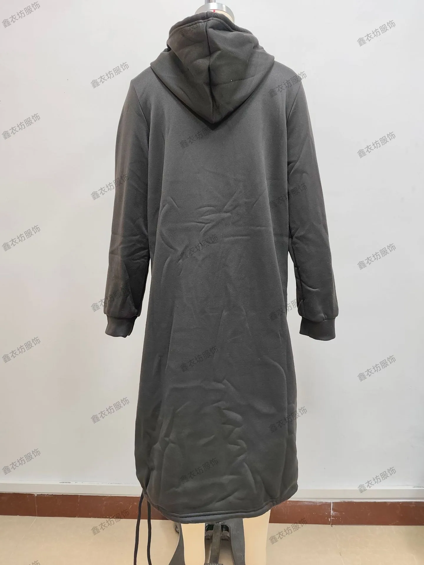 Pullover Hooded Hoodie Regular Thickness Elegant Commuter with Pocket Sweatshirt Loose Fit Wrinkle Treatment Long Hoodie