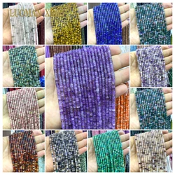 4x2MM Rondelle Natural Stone Amethyst Lapis Rhodochrosite Flat Round Spacer Beads for Jewelry Making Diy Bracelet Accessories