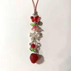 Red Strawberry Phone Charm Handmade Fairy Core Fashion Jewelry