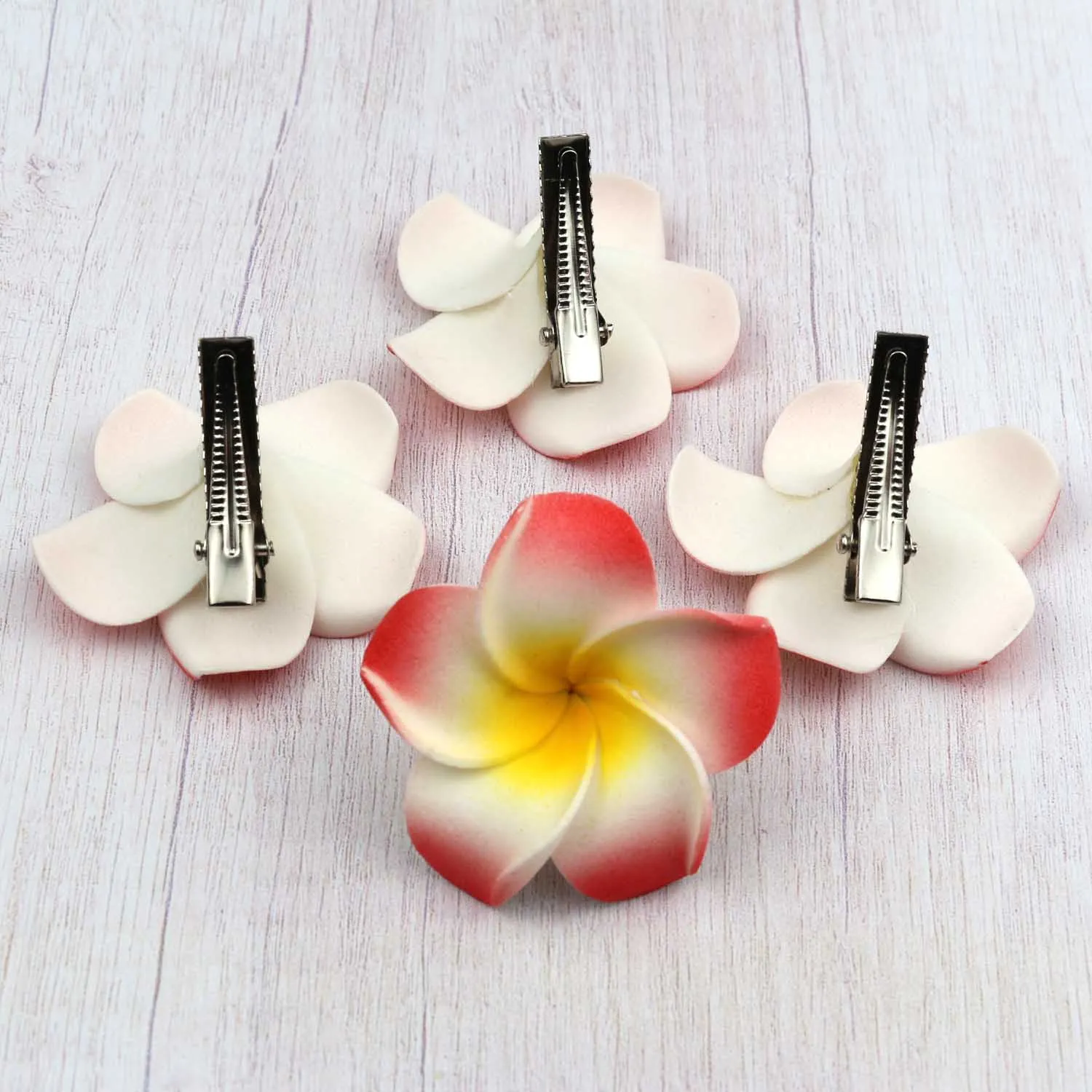 9cm Foam Flower Hairclip Beach Wedding Ornagement Hawaiian Frangipani Hairpin Bridal Decoration Simulated Plumeria Hairpin