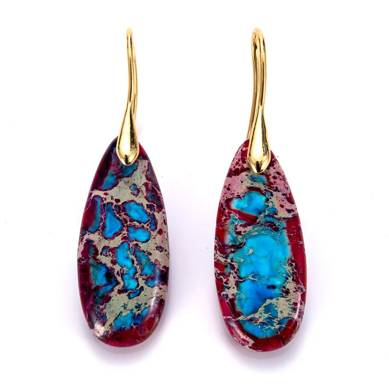 B&F Bohemian Emperor Stone Drop Pendant Earrings