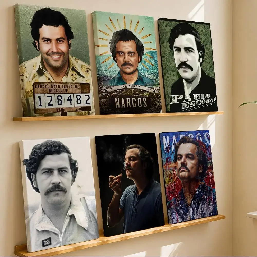 N-Narcos Pablo Escobar Mugshot Poster Framed Wall Painting Wooden Framed Canvas Poster Wall Art HD Waterproof Print Home Decor