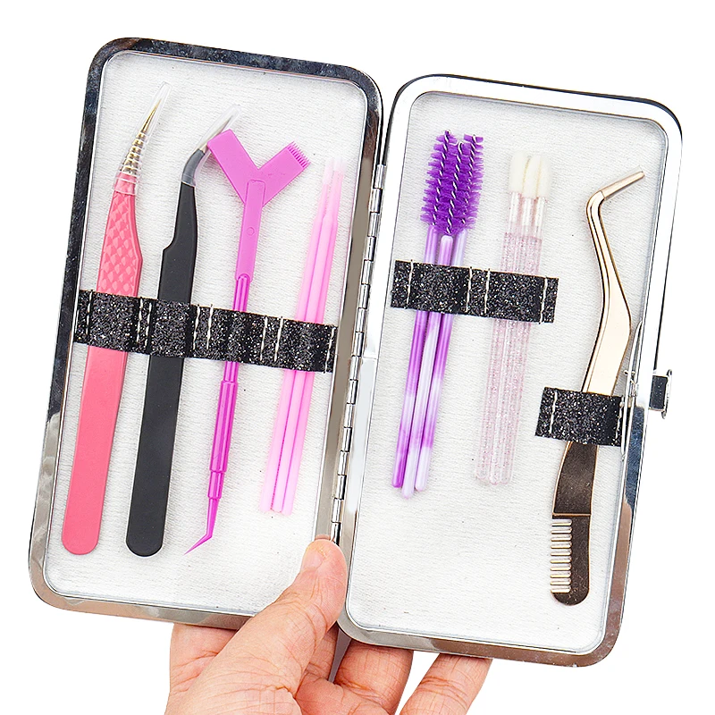 Eyelash Tweezers Storage Box Lash Lifting Eyebrow Clip Organizer Case Shiny Design Eyelashes Extension Tweezer Boxes Makeup Tool