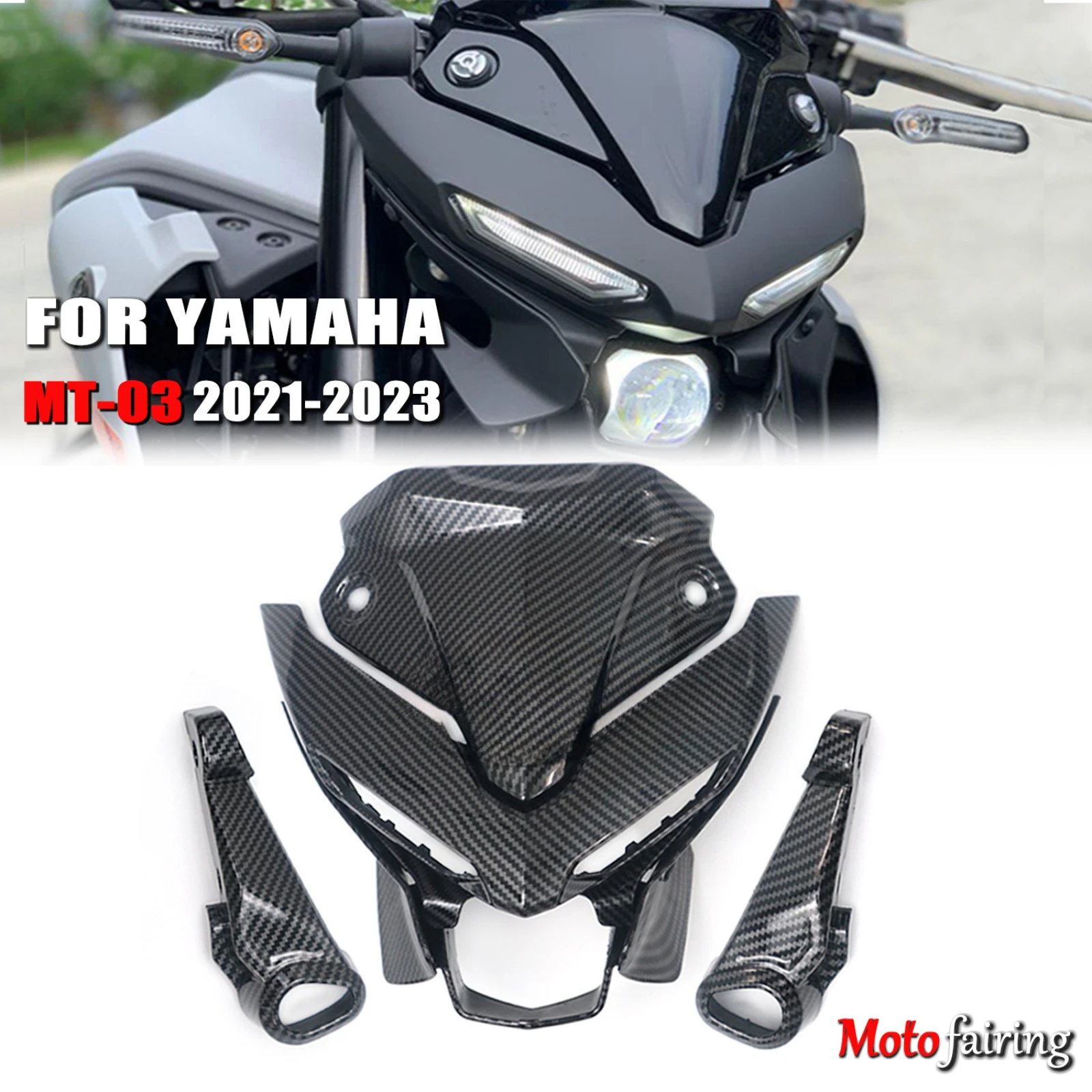 

For Yamaha MT-03 2021-2023 Front Nose Headlight Cover Front Lighting Fairing Cowl Bodywork Fit Modified Replacement Parts