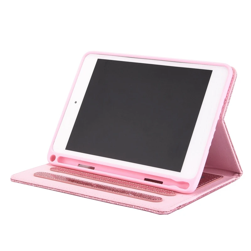 Suitable For IPAD MINI1/2/3/4/5 Protective Cover, Flip Cover With Card Slot Bracket, Leather Protective Shell Glitter