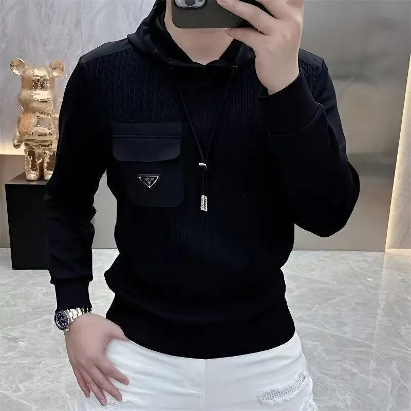 

Mem's Casual Solid color Hoodies Spring Long Sleeve design Hooded Sweatshirt Tops Lazy Style Pullover 2025 Streetwear