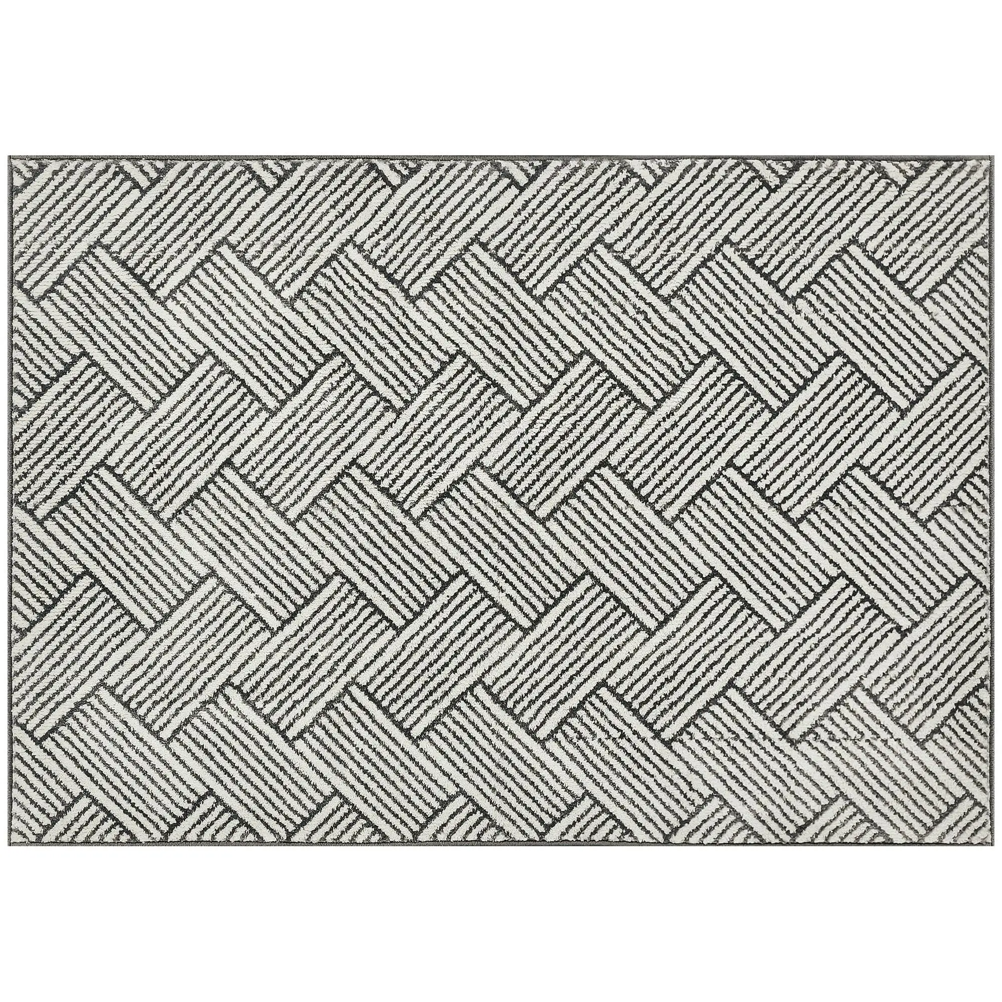 Tapis gris teint à la machine 200x140 cm, motif géométrique pour salon, chambre, bureaux