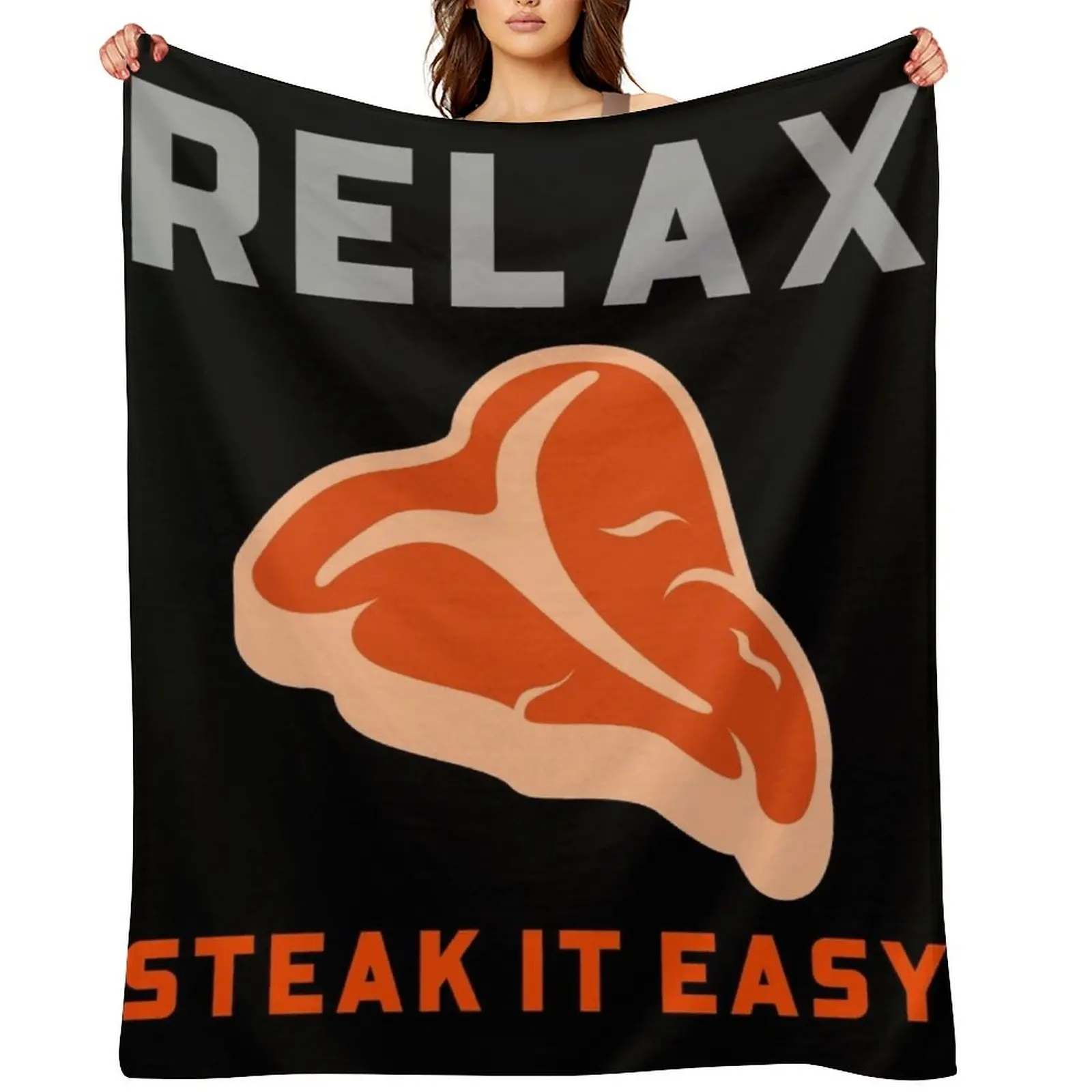 

Relax Steak it Easy BBQ Throw Blanket Heavy Sofa Quilt Decorative Throw Camping Blankets