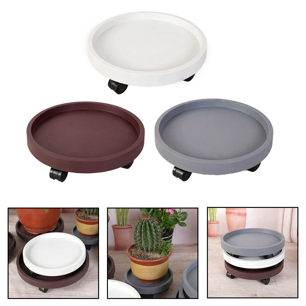 Circular Flower Pot Tray Plastic Thickened Outdoor Large Plant Pot Bottom Support Base Bonsai Pot With Uni-versal Wheel Roller