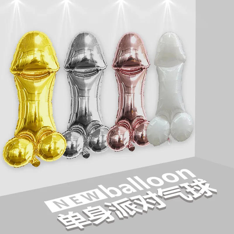 

10PCS Spoof Bachelor Party Aluminum Film Balloon Phallus Shape Singles Party Toy Aluminum Foil Balloon DIY Scene Decoration