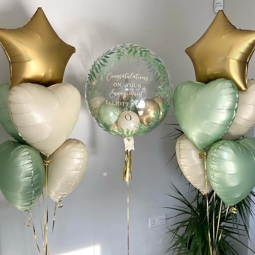 40inch Vintage Green Number Balloon 18inch Heart Balloons For 30 40 50 60 70 Happy Birthday Party Decoration DIY Home Supplies