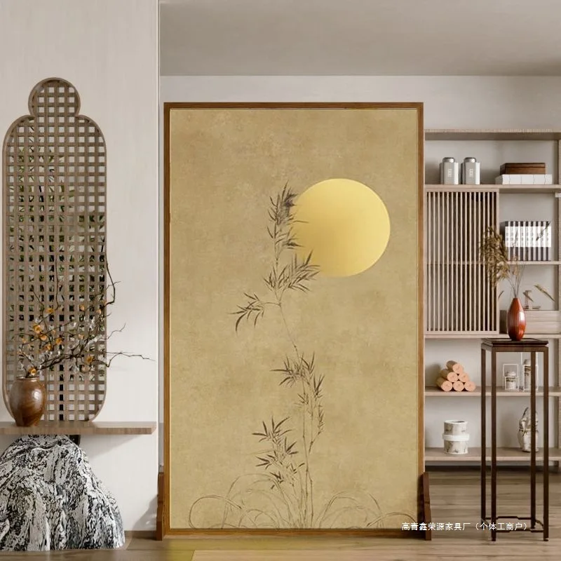 Biombo de bambú artístico para sala de estar, oficina, porche, separador de ambientes, decorativo, estilo zen, con asiento.