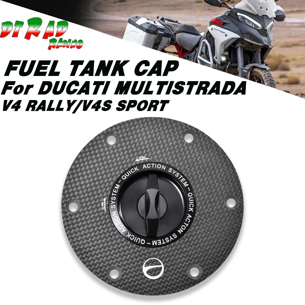 Carbon Fiber Keyless Fuel Tank Cap Engine Oil Filling Cap For DUCATI MULTISTRADA V4 RALLY 2023 V4S SPORT 2021-2022 Accessories