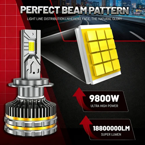 Imagen 2 del producto 9800W 18800000LM Canbus H4 H7 H1 LED H8 H9 H11 9005 9006 9012 HB3 HB4 faro LED para coche lámpara antiniebla bombillas LED 6000K 12V/24V