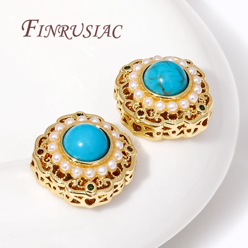 18K Gold Plated Brass with Pearl Spacer Bead For Bracelets Making,Separators For Beads,Metal Beads For Jewelry DIY Accessories