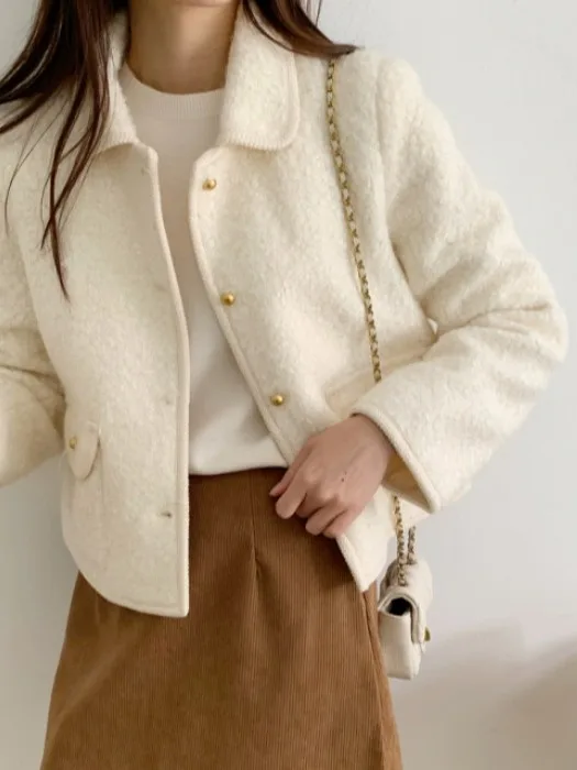 

Шикарное шерстяное пальто на хлопковой подкладке для женщин, теплое зимнее новое высококачественное твидовое пальто, модная верхняя одежда Fem Premium Feel