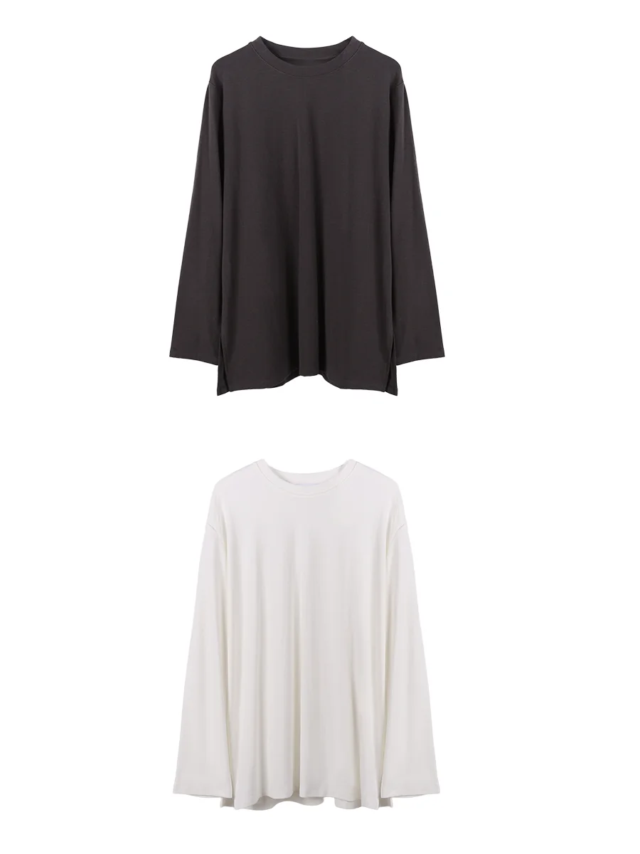 

Футболка Deesicile с круглым вырезом, свободного кроя, повседневная, универсальная, простая, дышащая, удобная, из смесового хлопка, с длинным рукавом