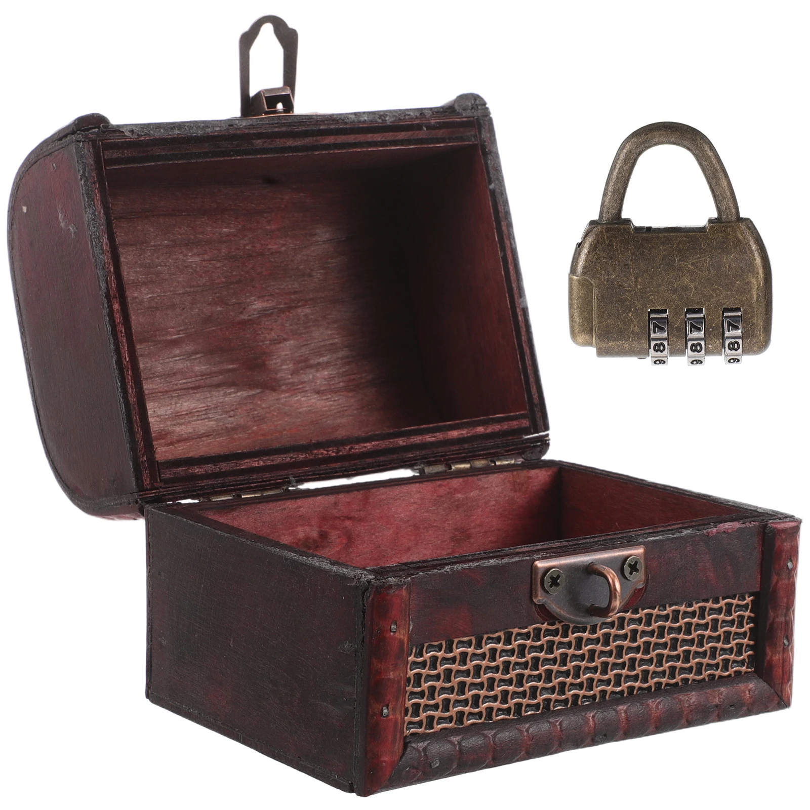 

Vintage Wooden Keepsake Storage Box Lock Small Jewelry Organizer Decorative Trinket Holder Treasure Chest for Home
