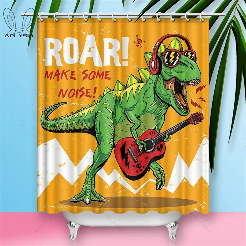 Funny Animal Gorilla Guitarist in Bathtub Modern Pop Musician Inspired Fabric Polyester Curtain with Hooks