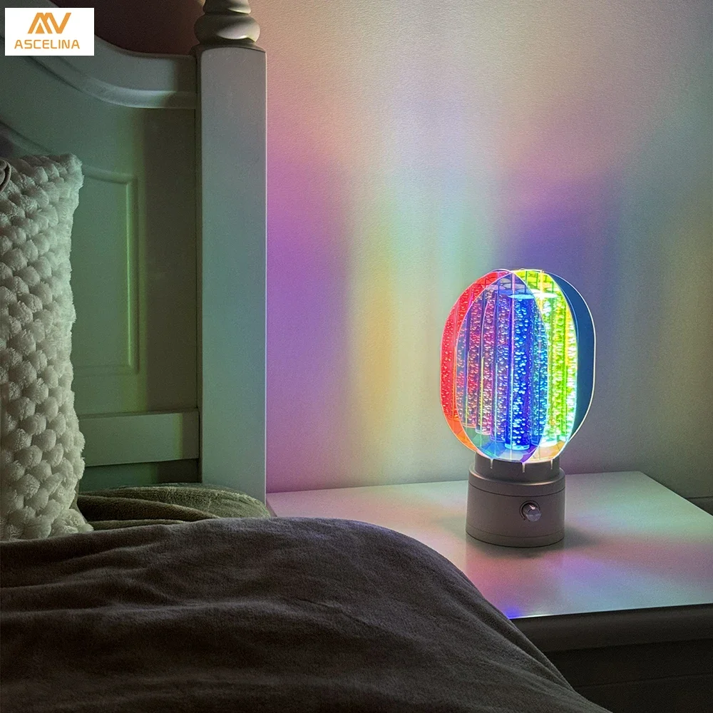 LED Aurora Dazzle Farbe Kreative Rotierende Umgebungs Schlafzimmer Tisch Lampe Neue Lade Schlafzimmer Romantische Nachtlicht Dimmen Kunst Lampe