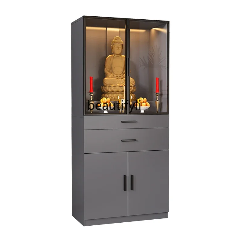 YH Buddhist shrine offering table Buddhist shrine Buddhist cabinet with glass door Incense table Shrine standing cabinet