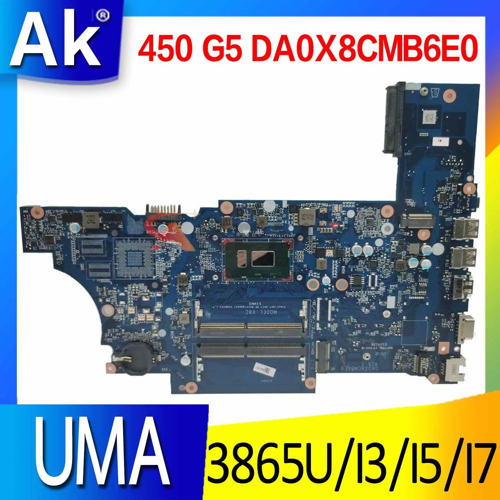 For HP Probook 450 G5 Laptop Motherboard L00828-601 L12612-601 DA0X8CMB6E0 With I3 I5 I7 7th 8th CPU DDR4 Mainboard Tested Work