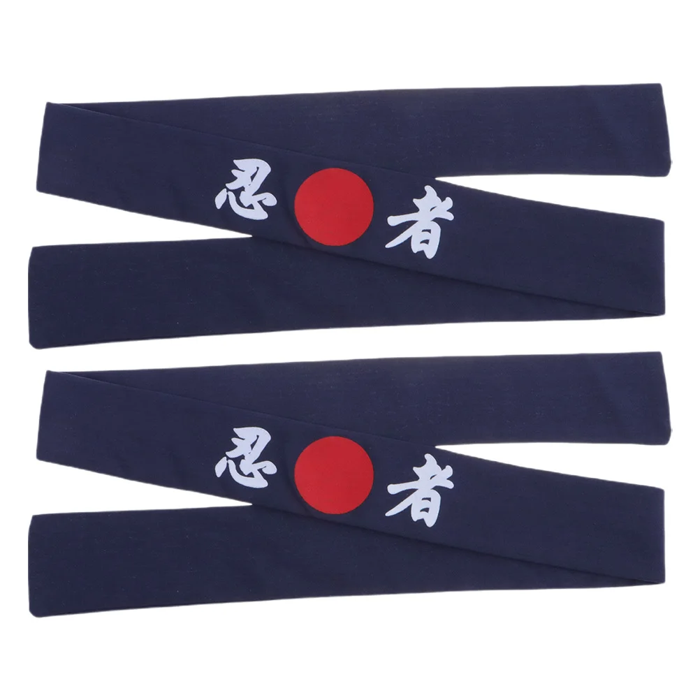 2Pcs Chef Headband Japanese Style Breathable Cloth Wide Headbands for Cooking Karate Sushi Workout Yoga Men Women