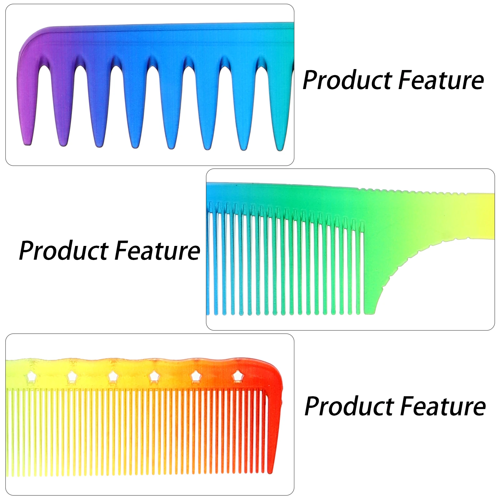 

6 pcs Colorful Hair Combs Plastic Lightweight Detangling Combs For Women Girls Portable Hairdressing Accessories