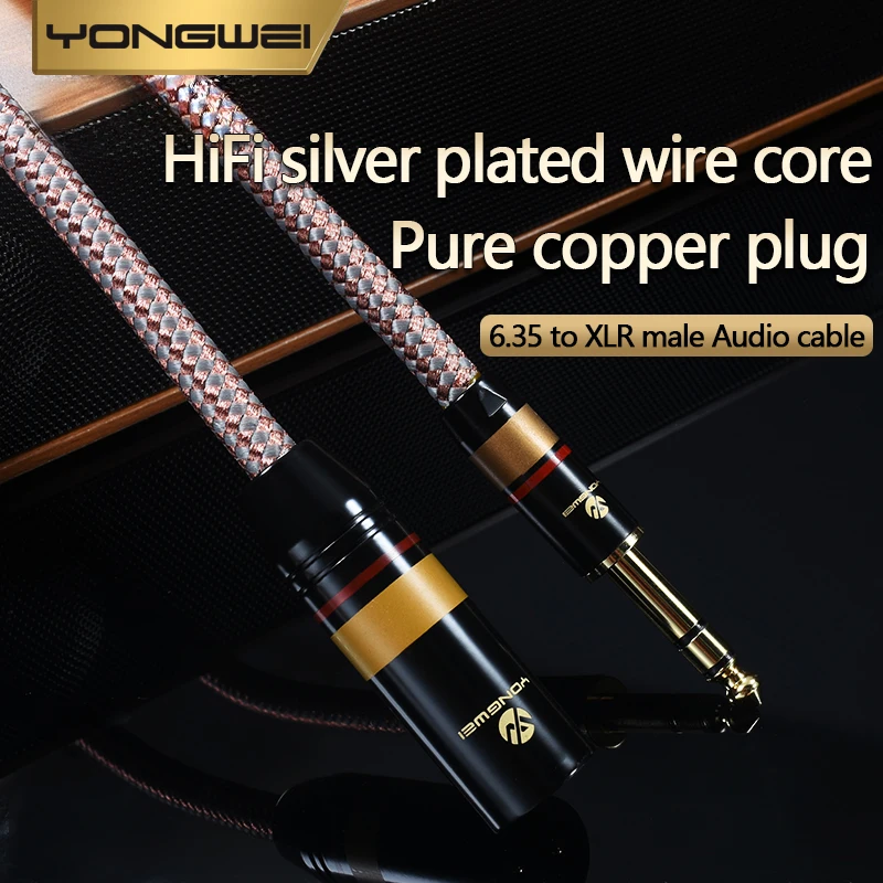 YONGWEI Cable de Audio estéreo HIFI de 6.5mm a XLR, conector OFC 6.35, mezclador, amplificador de potencia, Balance de sonido