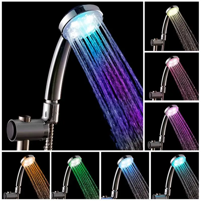 Shower Head Light 7 Colors Handheld Pressure Increasing Rain Showerhead Automatic Hand Shower Heads Water Softener Shower Head