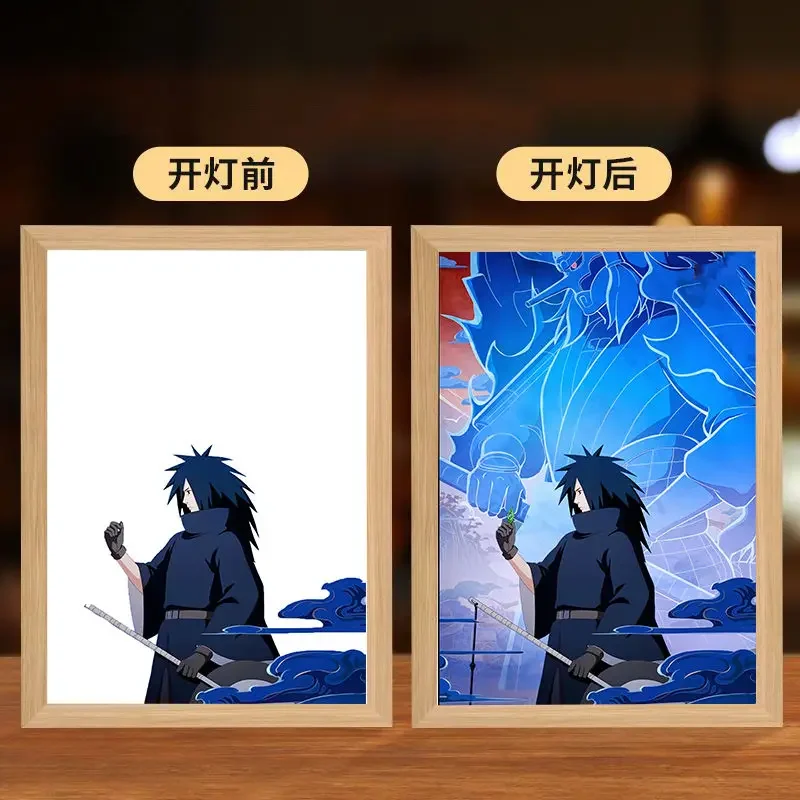 Naruto light painting Kakashi Sasuke Uchiha Madara anime bed head light bedroom creative personality night light holiday gift