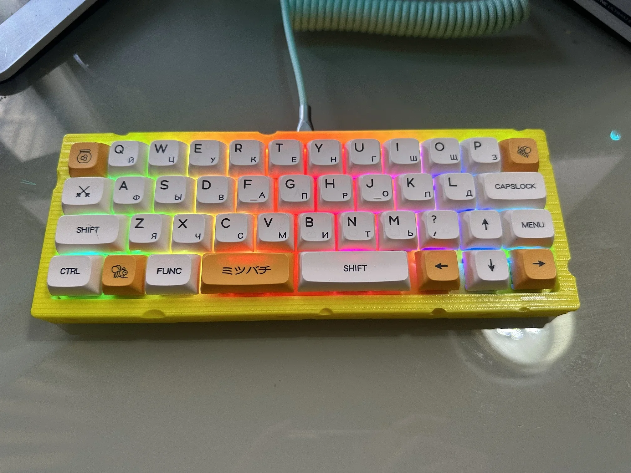 MiFuny Cute Cheese Keyboard Single Mode Wired 42 Keys 40% Layout 3D  Ergonomics RGB Backlight Custom Hot Swap Gaming Keyboards