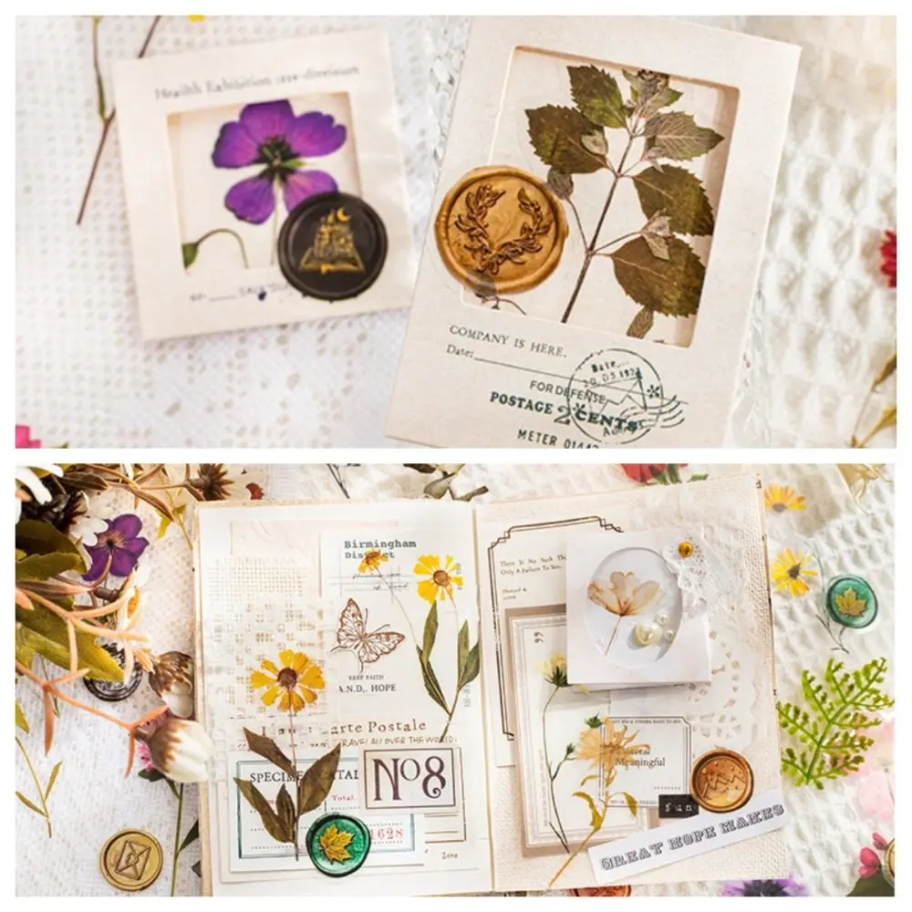 Floral Flower Sticker Leaf Waterproof DIY Decorative Sticker Graffiti Decoration Wall Decor Decals Stationery Envelope Sticker