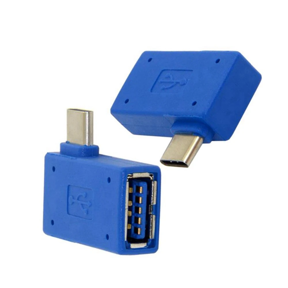 USB 3.1 نوع C 90 درجة الزاوية اليمنى USB-C نوع C ذكر إلى USB 3.0 أنثى OTG محول موصل محول لأجهزة الكمبيوتر المحمول #1