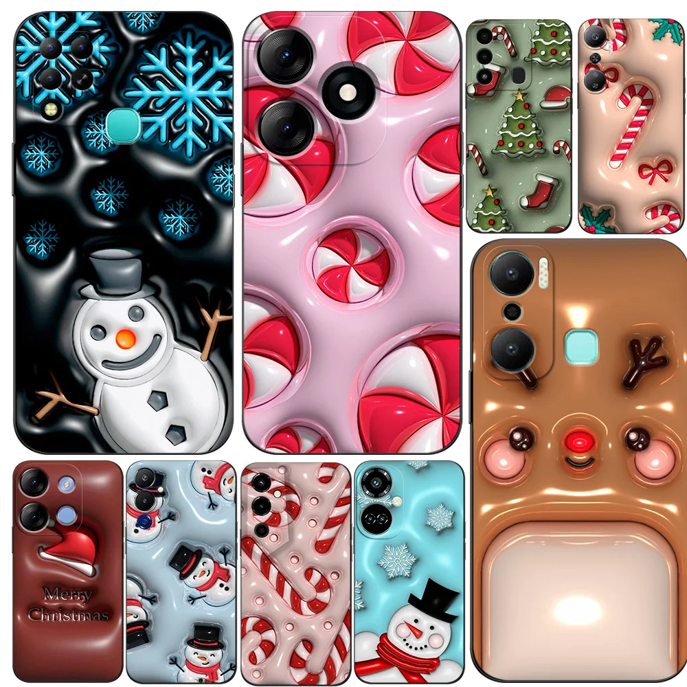 BLACK TPU CASE FOR TECNO SPARK GO 2024 POP 8 COVER INFINIX SMART 8 Christmas Art