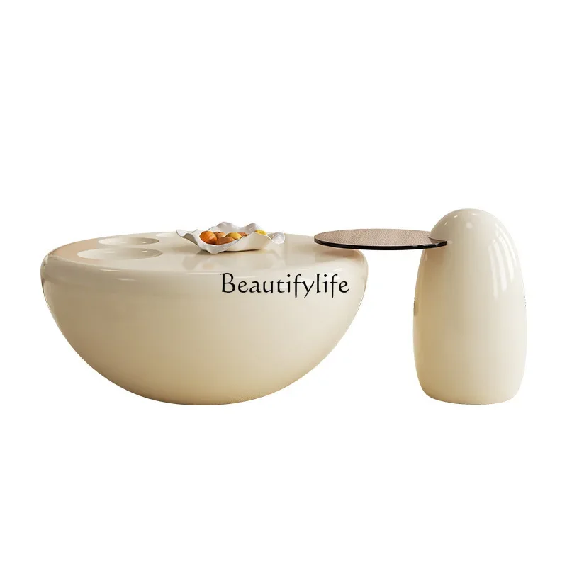 

FG28Cream wind round living room household small apartment modern simple Nordic size round coffee table