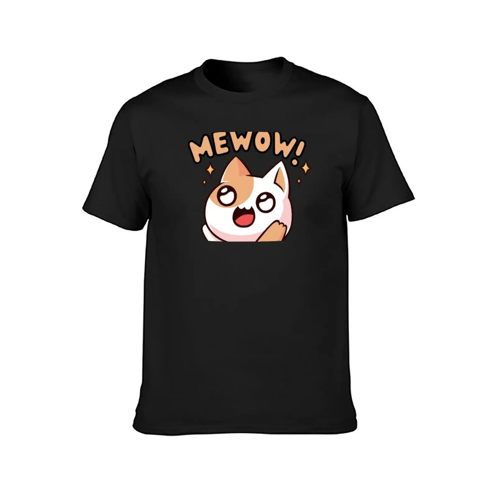 Mewow! Excited Kawaii Cat T-Shirt summer clothes customs new edition quick-drying mens graphic t-shirts anime